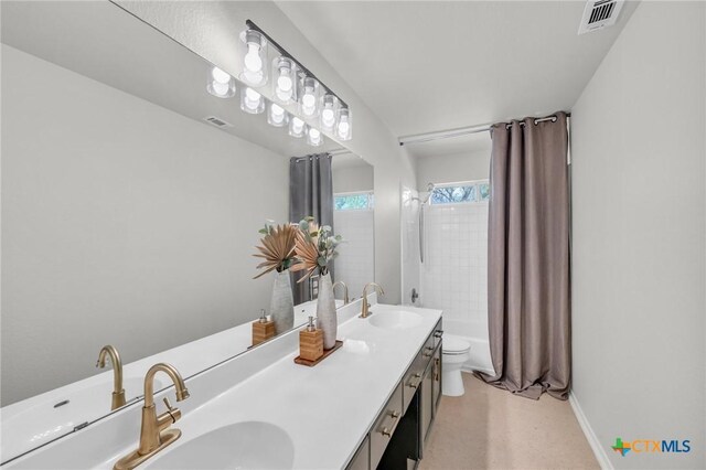 7016 Albacete Ln, Round Rock, TX 78681 - full bathroom featuring double vanity and shower / bathtub combination with curtain