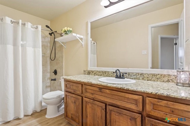 3425 Doss St, Copperas Cove, TX 76522 - full bathroom with vanity, wood finished floors, and curtained shower