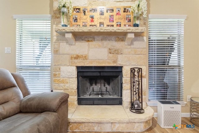 3425 Doss St, Copperas Cove, TX 76522 - detailed view of wood finished floors and a stone fireplace