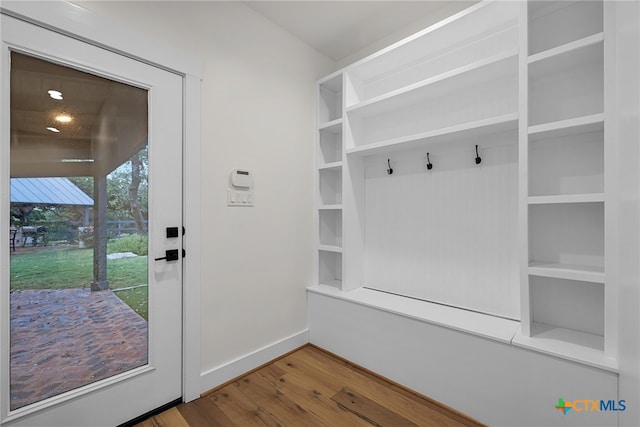 mudroom featuring hardwood / wood-style floors