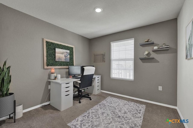 office featuring baseboards and carpet