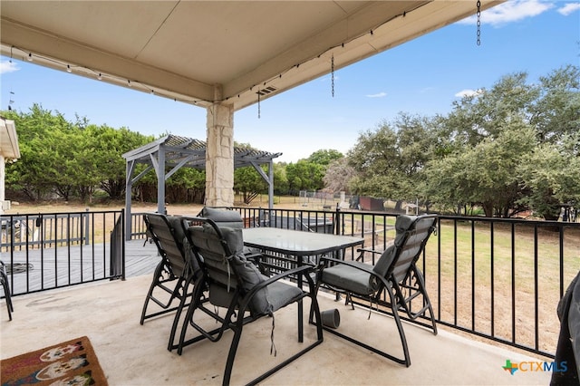 view of patio / terrace featuring a pergola