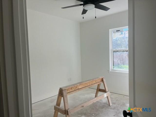 misc room with ceiling fan