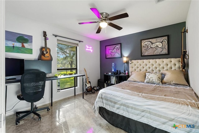 1843 Burr Oak Ln, Adkins, TX 78101 - bedroom featuring an office area and ceiling fan