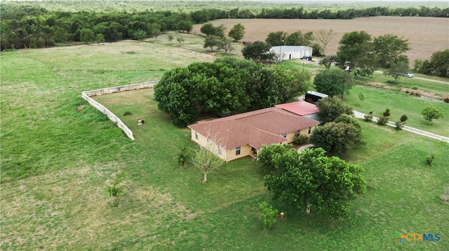 birds eye view of property featuring a rural view