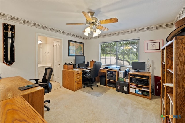 6804 Robert Dixon Dr, Austin, TX 78749 - carpeted home office featuring ceiling fan