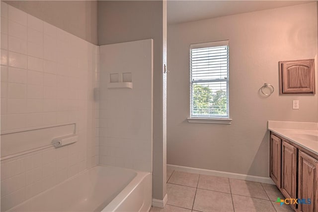 117 Lone Shadow Dr, Harker Heights, TX 76548 - full bath featuring vanity, tile patterned floors, bathing tub / shower combination, and baseboards