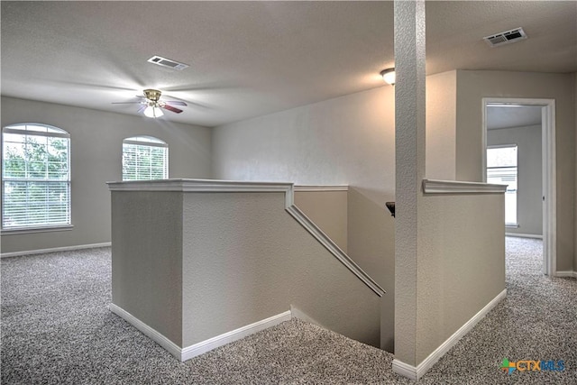 117 Lone Shadow Dr, Harker Heights, TX 76548 - hall with an upstairs landing, carpet, baseboards, and a textured wall