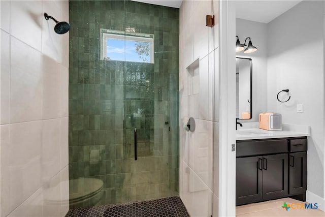 123 Wandering Oak Cir, Burnet, TX 78611 - bathroom with a stall shower and vanity