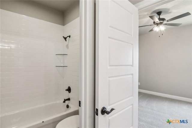 4007 Aerie St, Salado, TX 76571 - full bath featuring a ceiling fan and washtub / shower combination