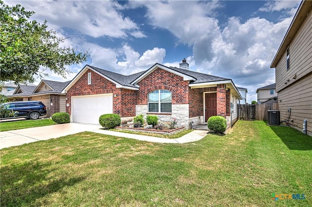 10016 Smock Mill Ln, Temple, TX 76502 - view of front of property with brick siding, concrete driveway, a garage, and a chimney