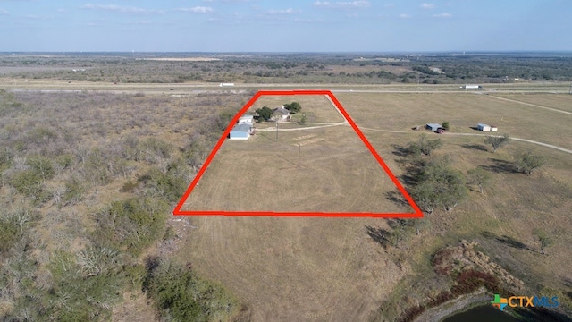 drone / aerial view with a rural view