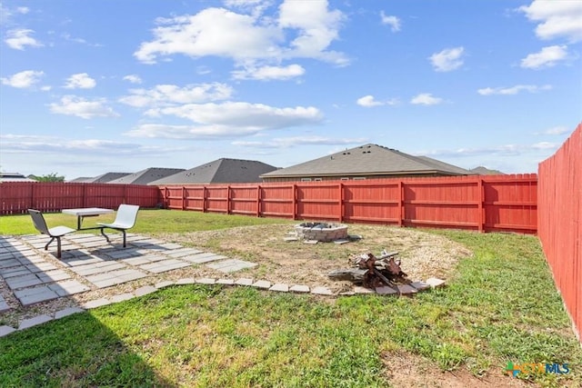 5907 Verde Dr, Killeen, TX 76549 - view of yard featuring a fire pit and a patio area
