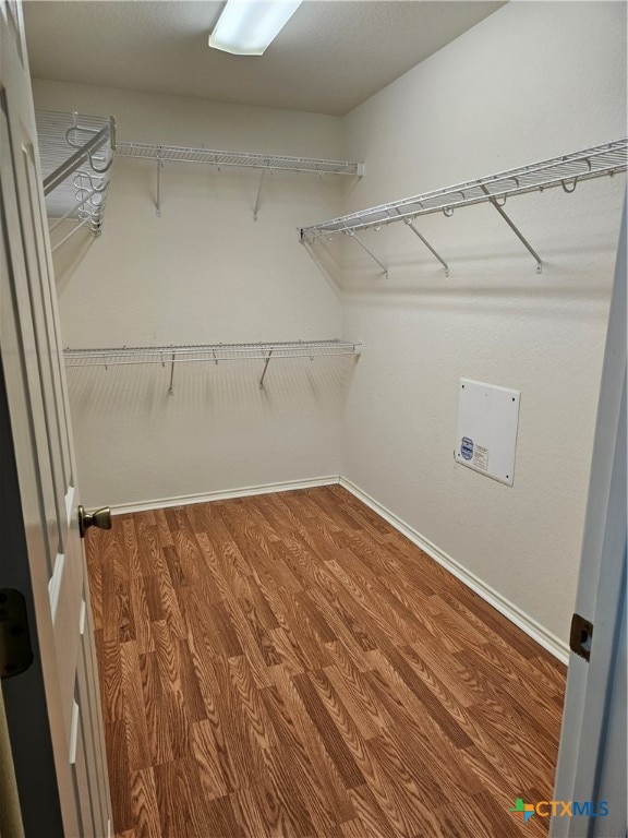 walk in closet featuring hardwood / wood-style flooring