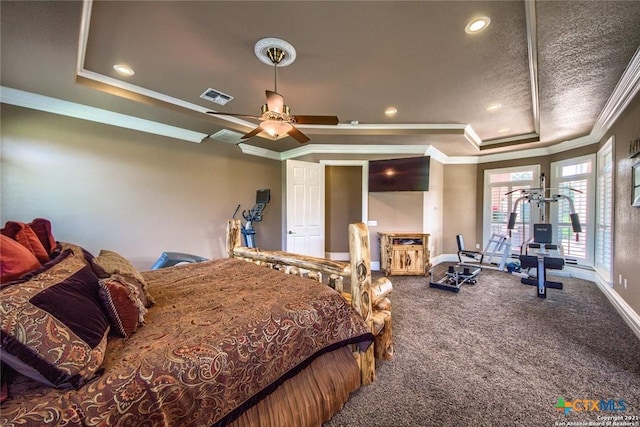 547 Powder Rdg, Luling, TX 78648 - bedroom with carpet, crown molding, and recessed lighting