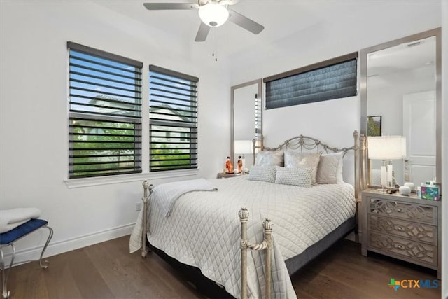 119 Rivalto Dr, Horseshoe Bay, TX 78657 - bedroom with wood finished floors, baseboards, and ceiling fan