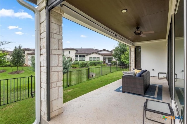 119 Rivalto Dr, Horseshoe Bay, TX 78657 - view of patio with a ceiling fan and an outdoor hangout area