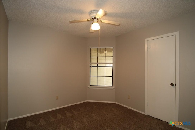4508 Greenbriar Cir, Killeen, TX 76543 - unfurnished room featuring dark colored carpet, a ceiling fan, a textured ceiling, and baseboards