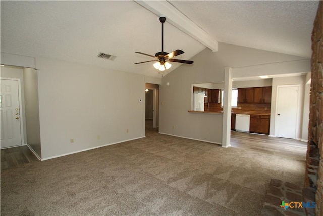 4508 Greenbriar Cir, Killeen, TX 76543 - unfurnished living room with carpet flooring, ceiling fan, and baseboards