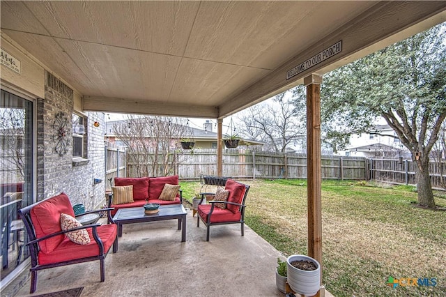 view of patio / terrace featuring an outdoor living space