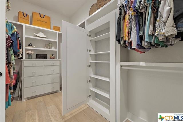 walk in closet featuring light hardwood / wood-style floors