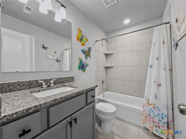 1525 Dryden Ave, Copperas Cove, TX 76522 - bathroom with tile patterned flooring, shower / tub combo, vanity, and toilet