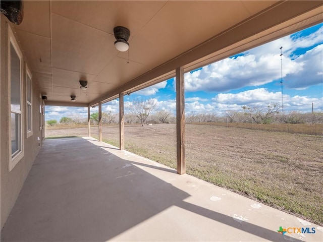 view of patio with a rural view