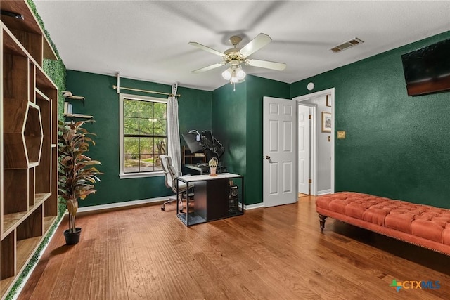 2717 Canyon Oaks Ct, Temple, TX 76502 - office space featuring wood finished floors and ceiling fan