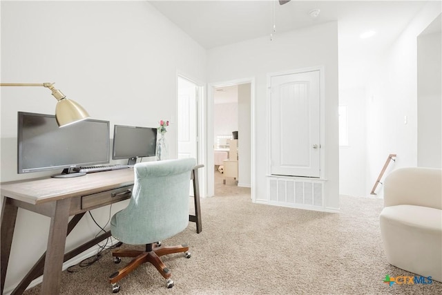 view of carpeted office