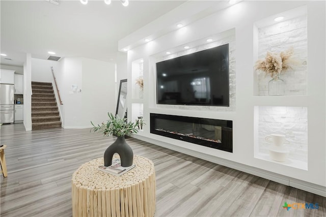 living room with wood-type flooring