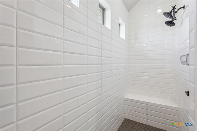 5410 Tabbs Ct, Belton, TX 76513 - full bath with a tile shower, tile patterned flooring, and tile walls