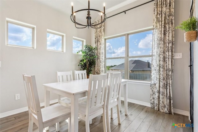 5410 Tabbs Ct, Belton, TX 76513 - dining space with wood finished floors, a chandelier, and baseboards
