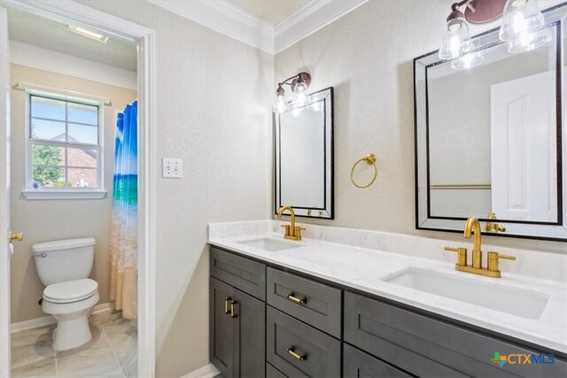6809 Oak Vw, Belton, TX 76513 - bathroom featuring double vanity and ornamental molding