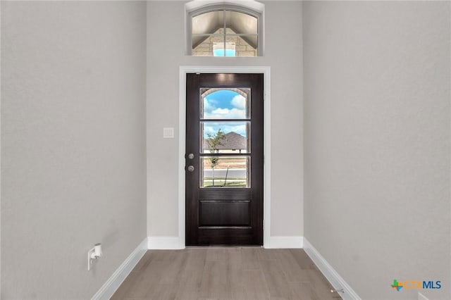 entryway with light wood-type flooring