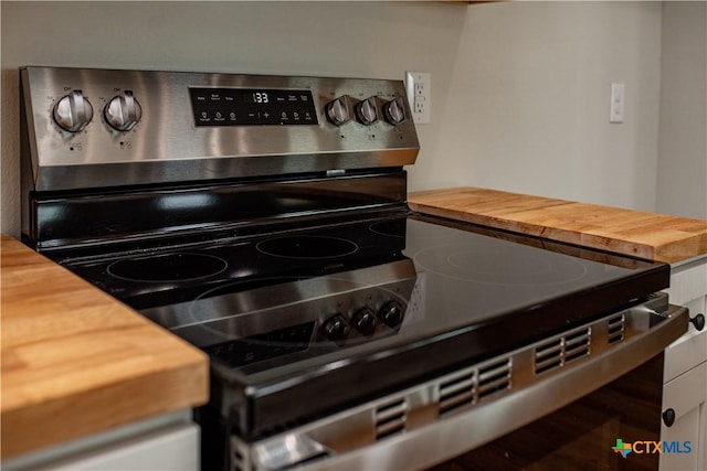 193 Powderhorn Ln, Port Lavaca, TX 77979 - kitchen view of electric stove and wooden counters
