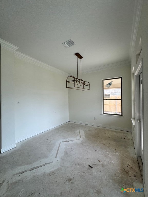 10818 Campsite Cv, Temple, TX 76502 - unfurnished dining area with ornamental molding and baseboards