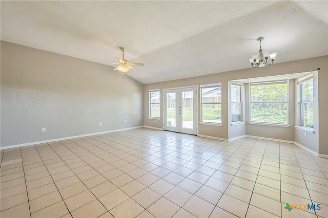293 Reese Creek Rd, Killeen, TX 76549 - empty room with a wealth of natural light, lofted ceiling, baseboards, and light tile patterned flooring