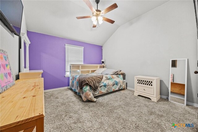 7511 Wind Chime Way, Temple, TX 76502 - bedroom with lofted ceiling, carpet, and a ceiling fan