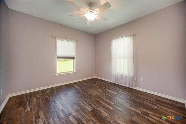 196 Garza Rd, Port Lavaca, TX 77979 - unfurnished room with dark wood-type flooring and ceiling fan