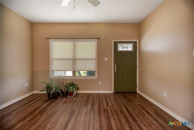 196 Garza Rd, Port Lavaca, TX 77979 - entryway featuring wood finished floors and a ceiling fan