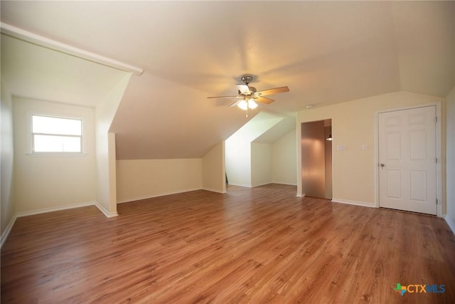 196 Garza Rd, Port Lavaca, TX 77979 - additional living space featuring ceiling fan, light wood finished floors, and lofted ceiling