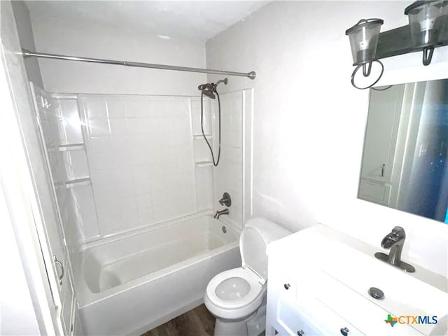 420 Londonderry Dr, Victoria, TX 77901 - bathroom featuring toilet, shower / bathtub combination, and vanity