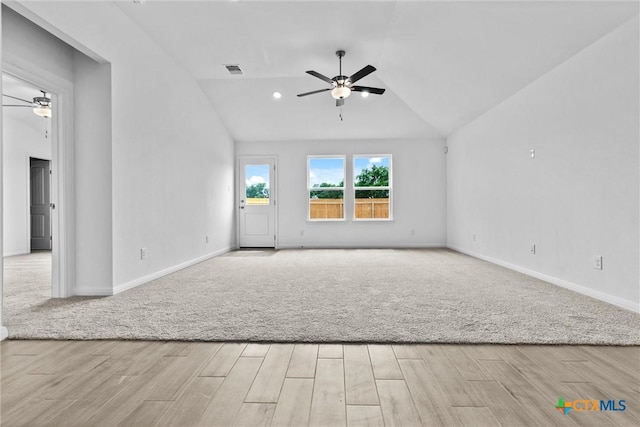 9820 Tarabon Dr, Killeen, TX 76542 - empty room with a ceiling fan, wood finished floors, and lofted ceiling