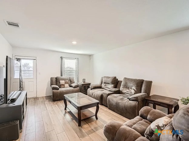 13517 Knights Branch Dr, Elgin, TX 78621 - living room featuring plenty of natural light, light wood-style floors, and recessed lighting