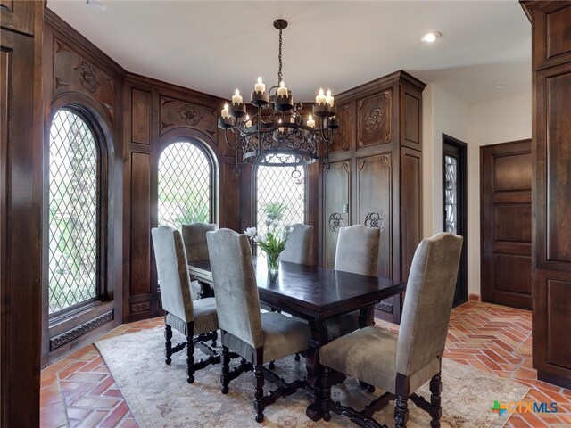 dining room featuring a chandelier