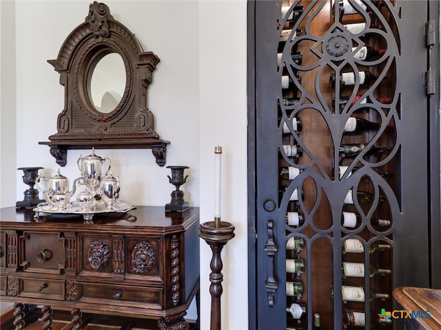 view of wine cellar