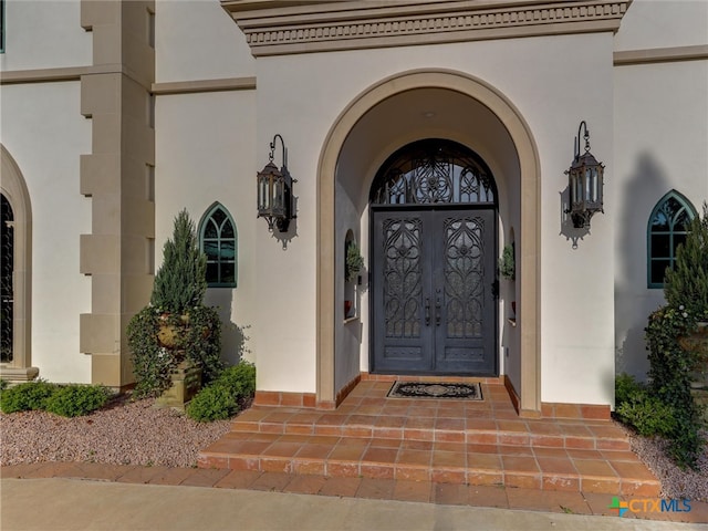 doorway to property with french doors