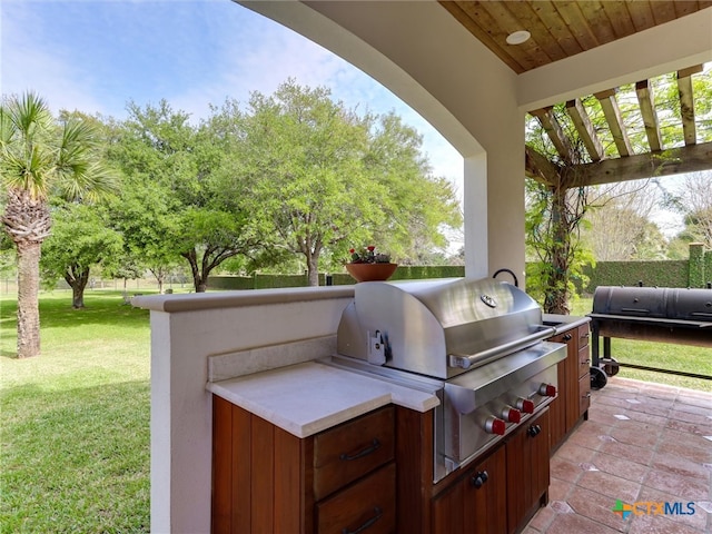 view of patio with grilling area and area for grilling