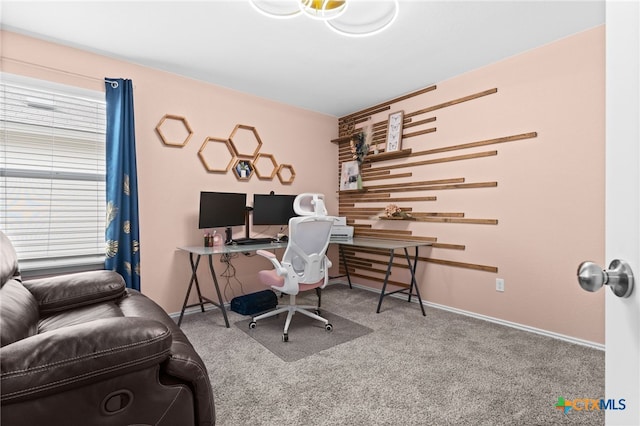421 Perfect World Loop, Jarrell, TX 76537 - office area featuring carpet floors and baseboards