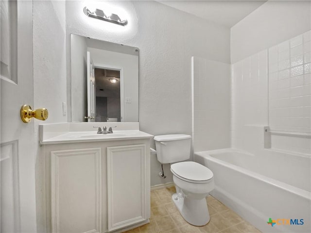 full bathroom featuring vanity, toilet, and tub / shower combination